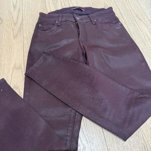 7 for all mankind Coated Burgundy Skinny Jeans